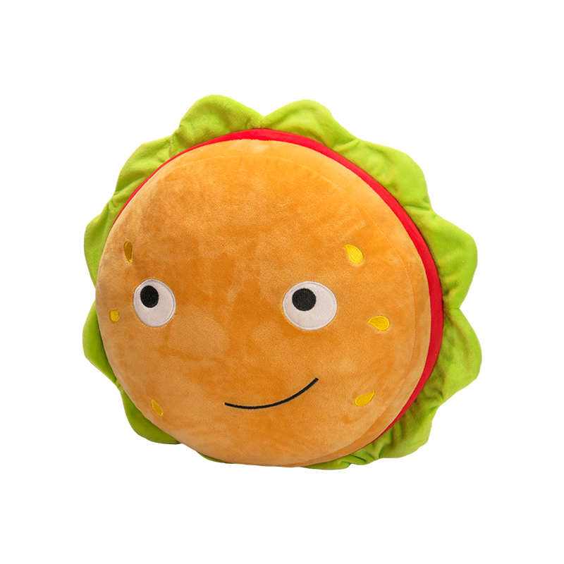 Kreatívny hamburgerový plyšový vankúšik Smiley