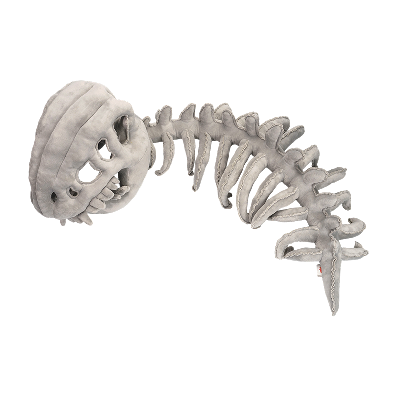 Šedý plyšový klobúk s kostrou dinosaura pre dospelých
