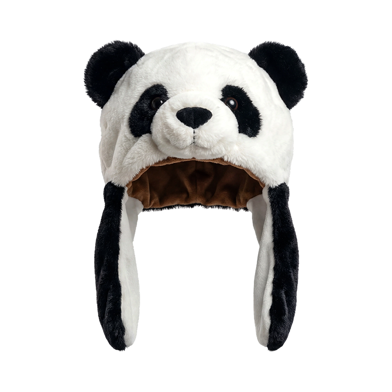 Klasický čiernobiely plyšový klobúk panda